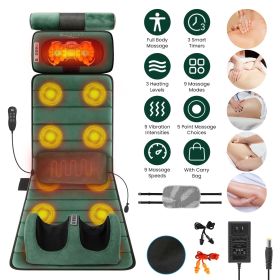 Full Body Electric Massage Mat Heating Vibration Massage Pad Cushion Back Massage Mattress Chair Pad with Neck Foot Massage Head Pillow and Cloth